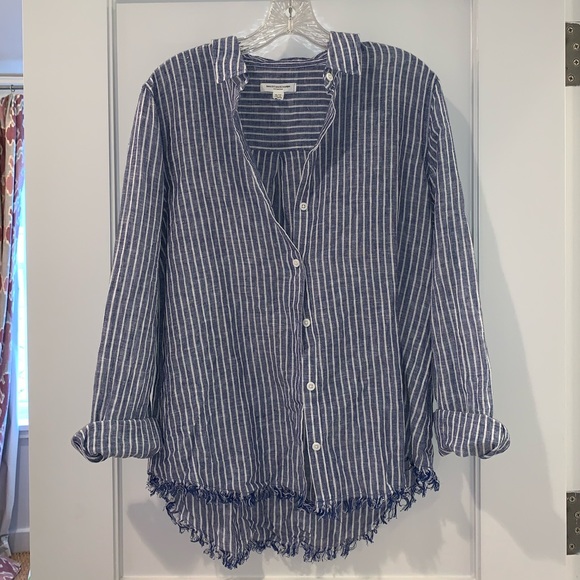 beachlunchlounge Tops - Beachlunchlounge Striped Linen Blouse | SZ M